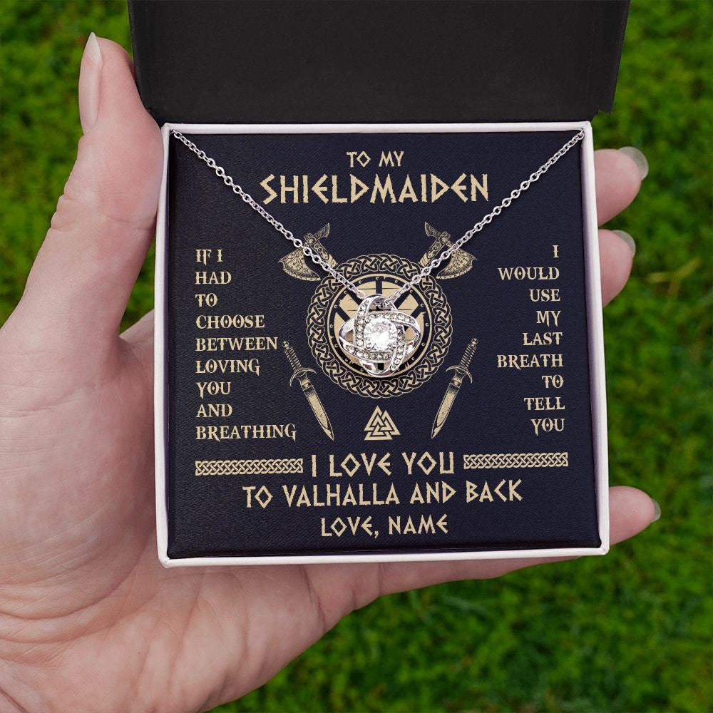Personalized To My Shieldmaiden Viking Necklace Wife From Husband I Love You To Valhalla Soulmate Girlfriend Birthday Anniversary Customized Gift Box Message Card