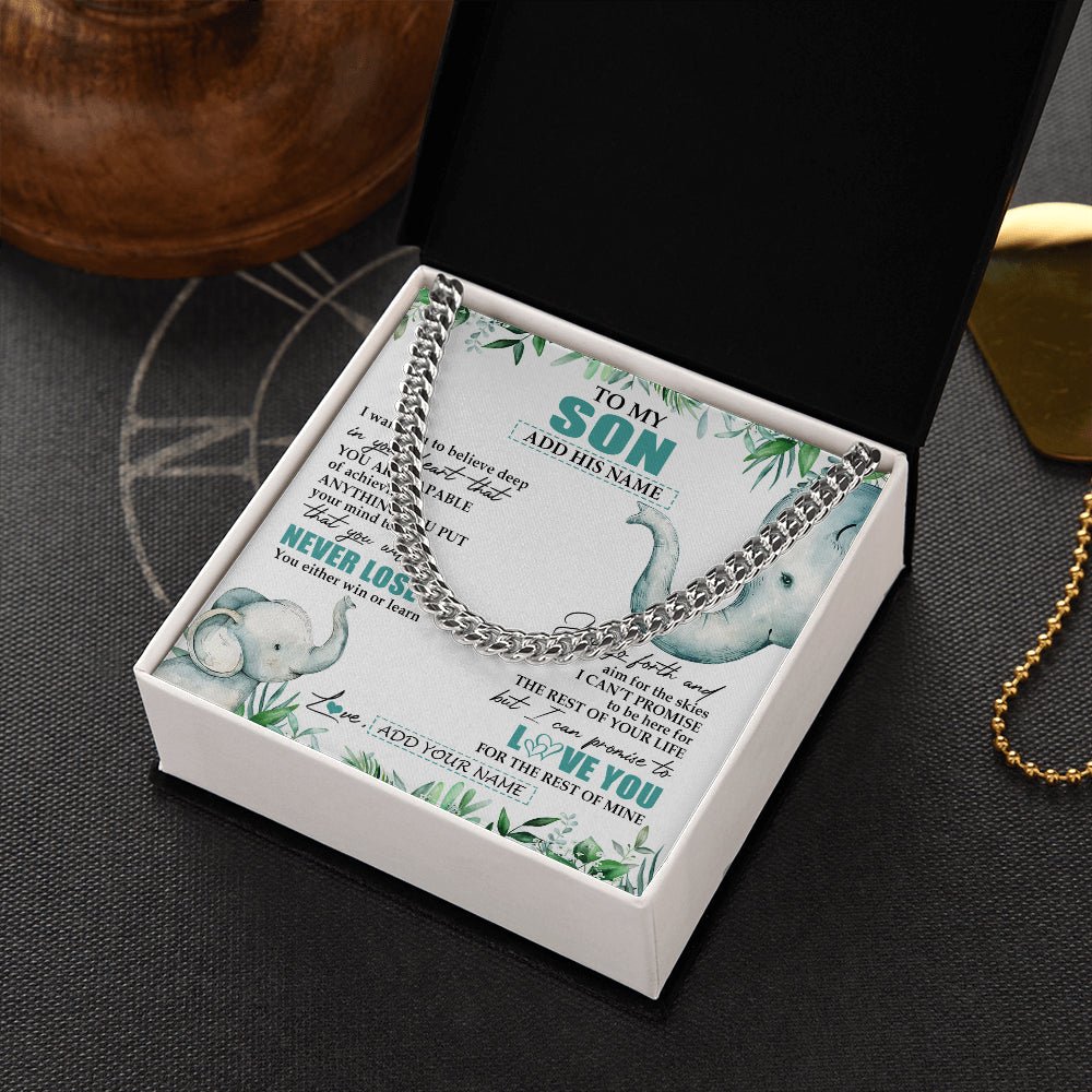 Personalized To My Son Necklace From Mom Dad Mother Father You Will Never Lose Elephant Son Birthday Gifts Graduation Christmas Custom Gift Box Message Card