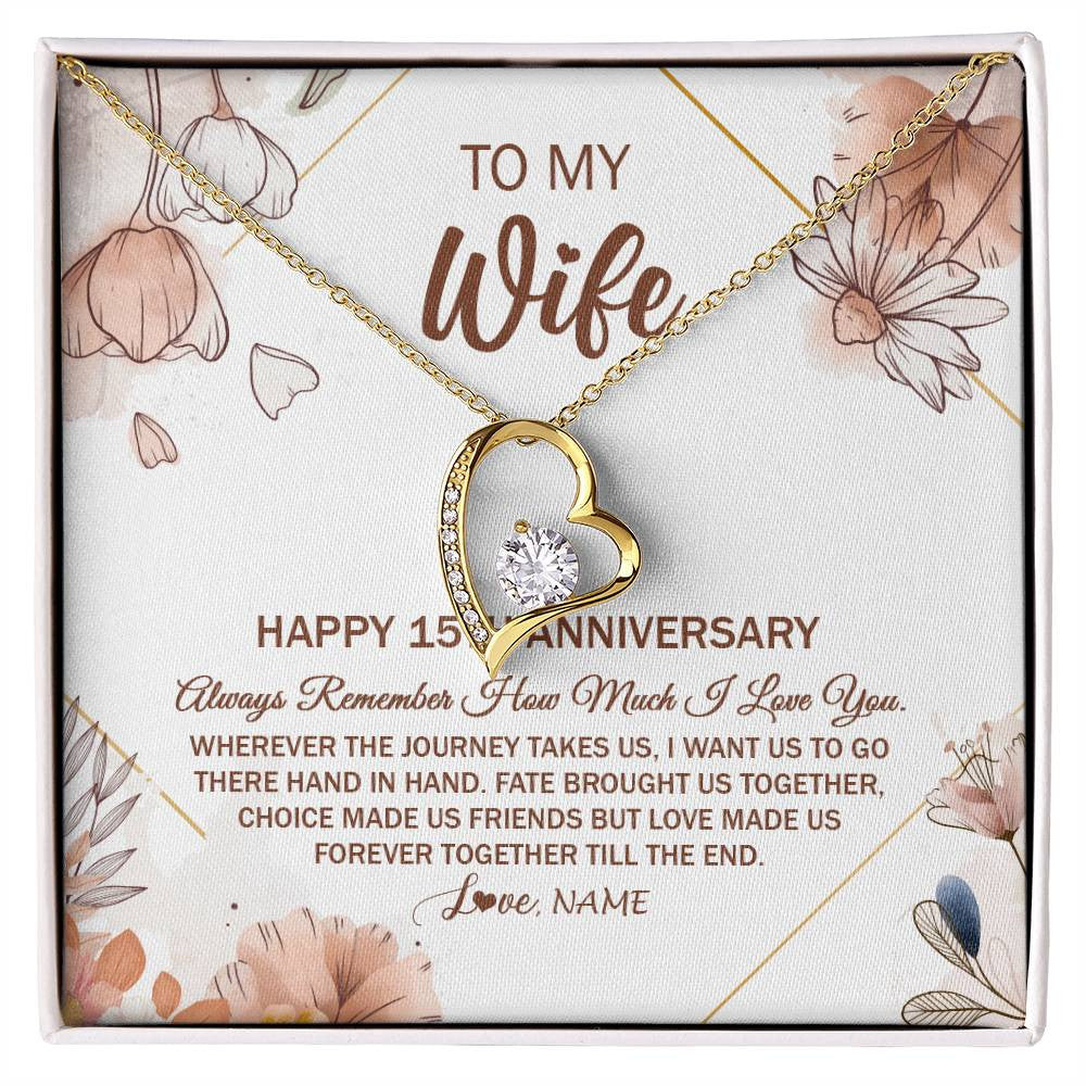 Personalized To My Wife Necklace From Husband 15 Years Anniversary For Her 15th Anniversary 15 Years Wedding Anniversary For Her Customized Gift Box Message Card