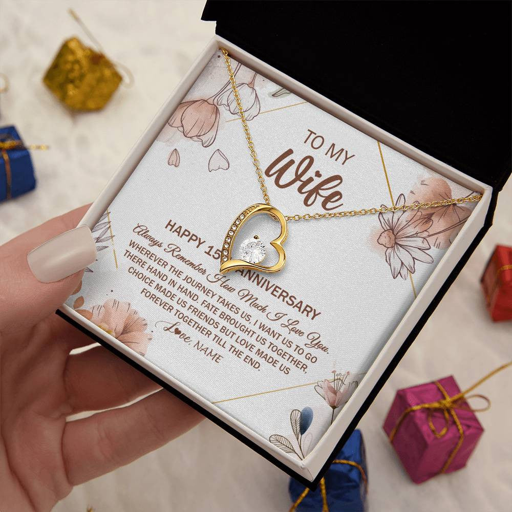 Personalized To My Wife Necklace From Husband 15 Years Anniversary For Her 15th Anniversary 15 Years Wedding Anniversary For Her Customized Gift Box Message Card