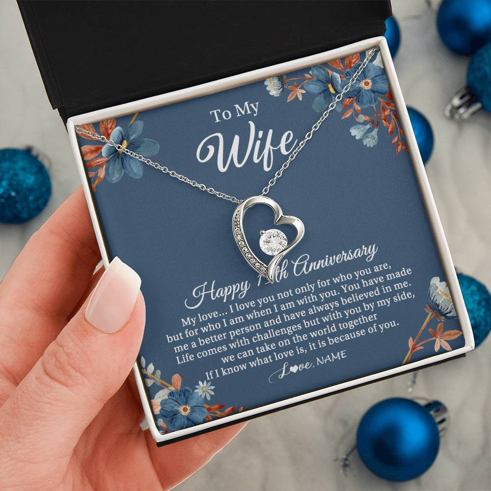 Personalized To My Wife Necklace From Husband 15 Years Wedding Anniversary For Her 15th Anniversary For Her 15 Years Anniversary Customized Gift Box Message Card