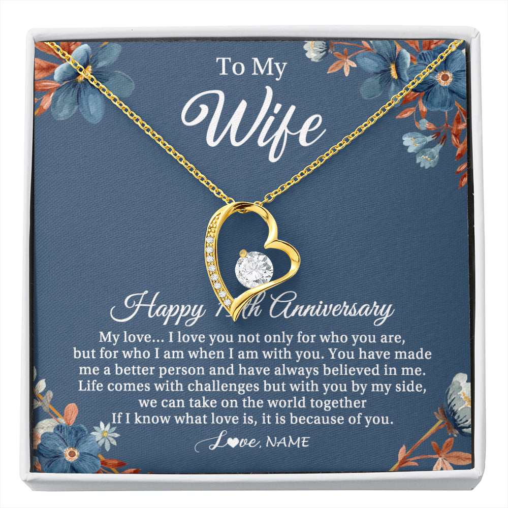 Personalized To My Wife Necklace From Husband 15 Years Wedding Anniversary For Her 15th Anniversary For Her 15 Years Anniversary Customized Gift Box Message Card