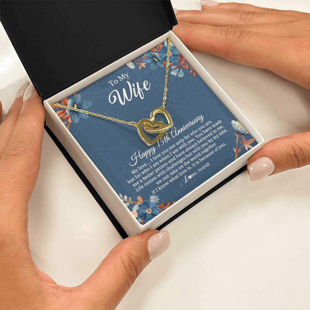 Personalized To My Wife Necklace From Husband 15 Years Wedding Anniversary For Her 15th Anniversary For Her 15 Years Anniversary Customized Gift Box Message Card