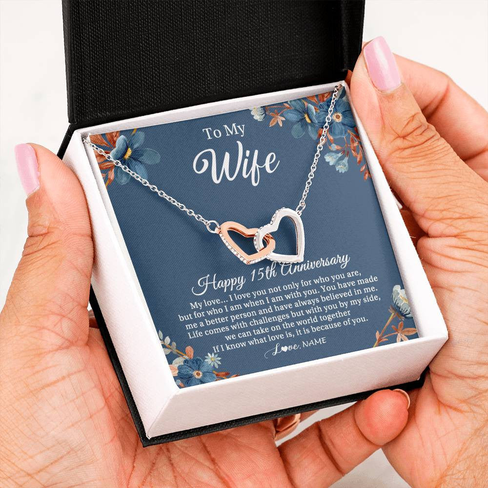 Personalized To My Wife Necklace From Husband 15 Years Wedding Anniversary For Her 15th Anniversary For Her 15 Years Anniversary Customized Gift Box Message Card