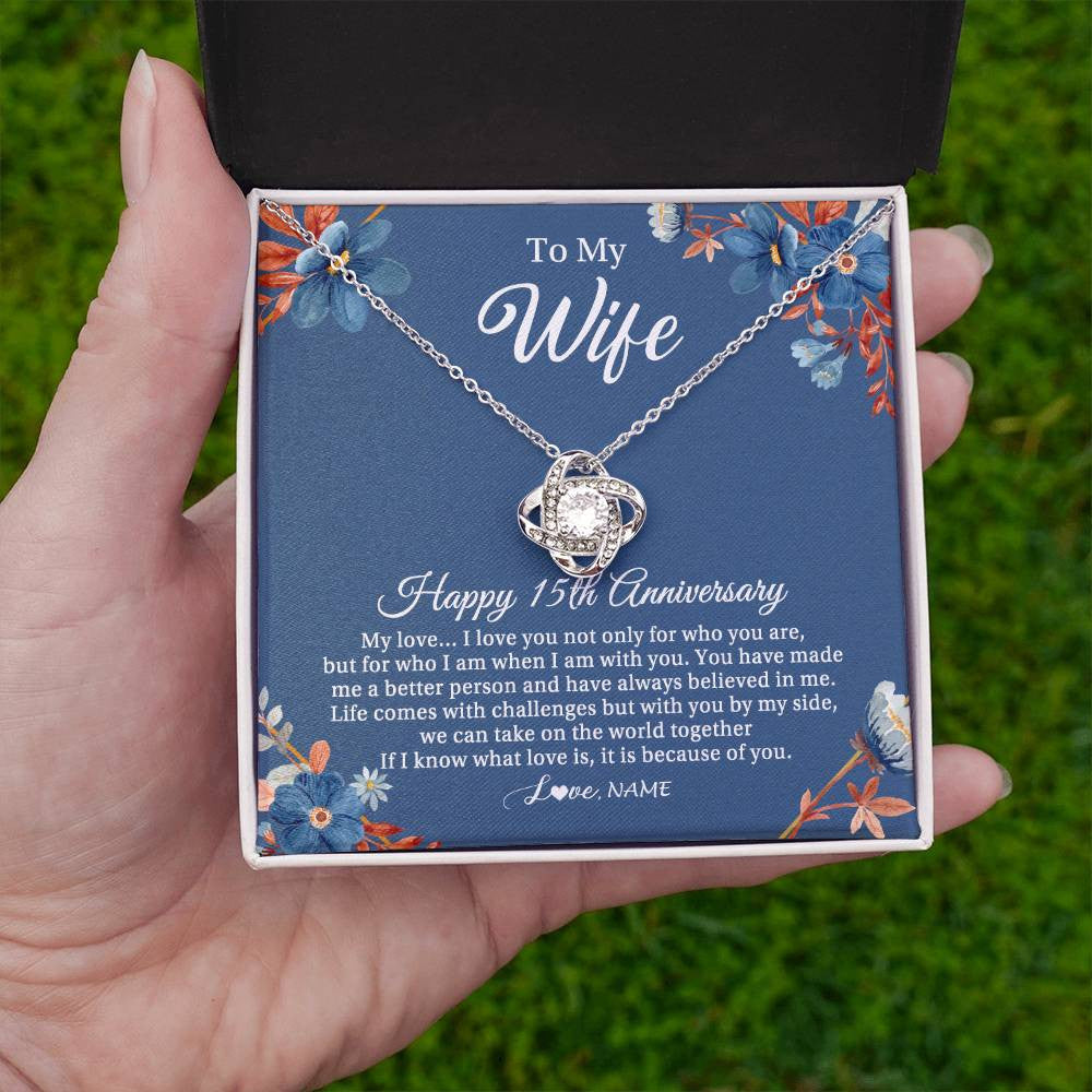 Personalized To My Wife Necklace From Husband 15 Years Wedding Anniversary For Her 15th Anniversary For Her 15 Years Anniversary Customized Gift Box Message Card