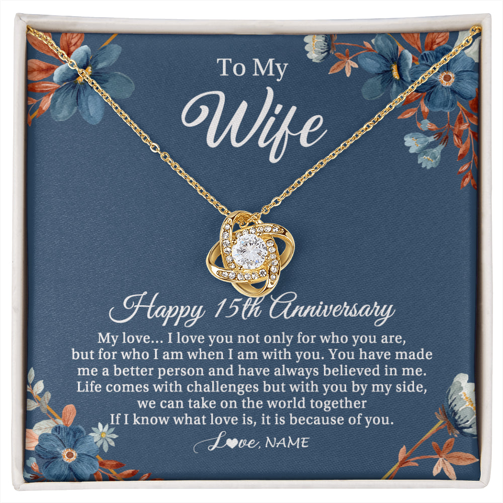 Personalized To My Wife Necklace From Husband 15 Years Wedding Anniversary For Her 15th Anniversary For Her 15 Years Anniversary Customized Gift Box Message Card