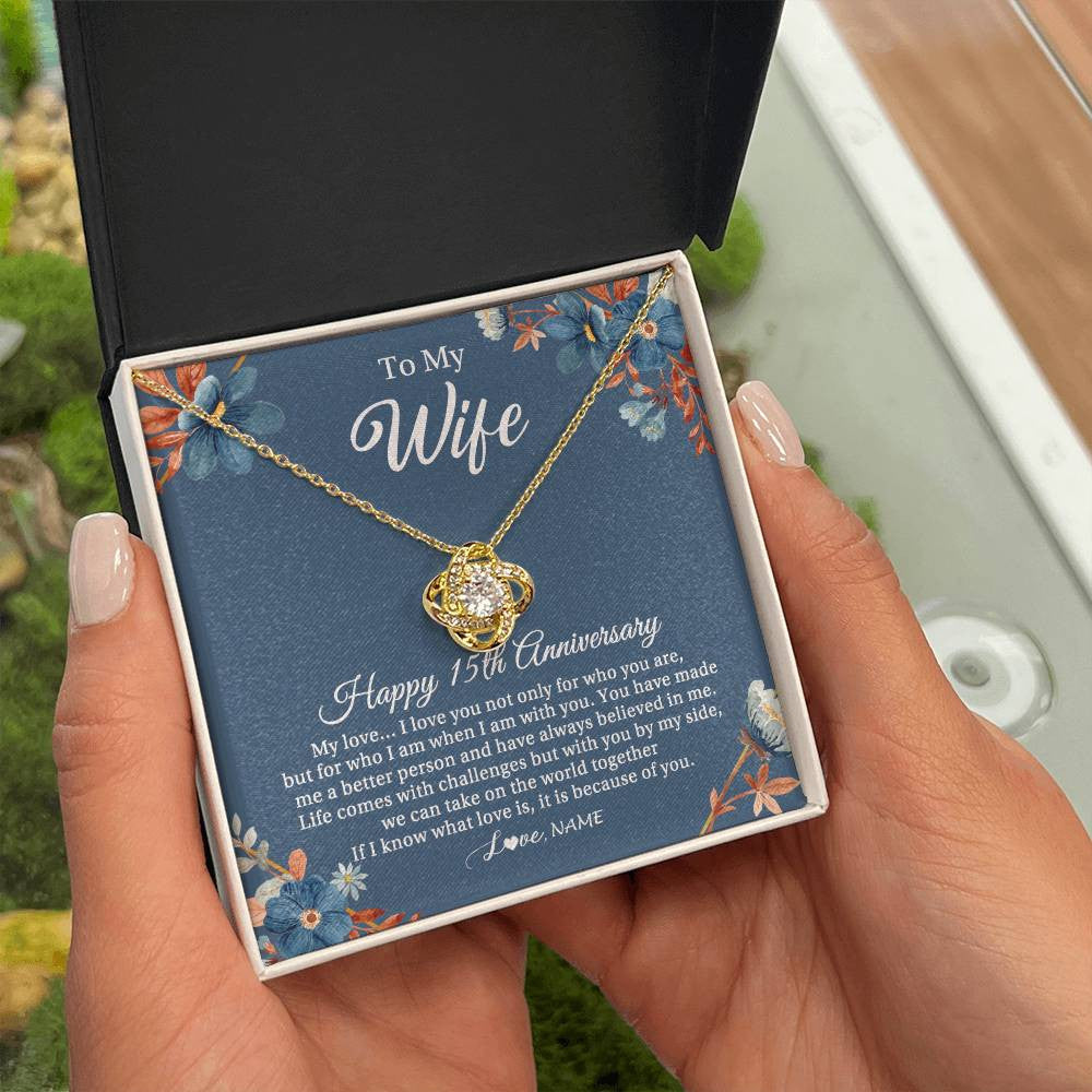 Personalized To My Wife Necklace From Husband 15 Years Wedding Anniversary For Her 15th Anniversary For Her 15 Years Anniversary Customized Gift Box Message Card