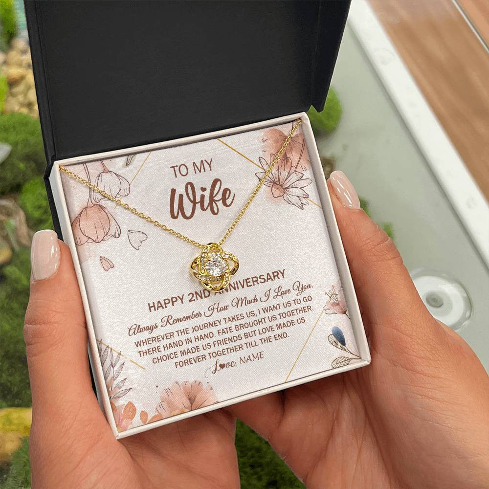 Personalized To My Wife Necklace From Husband 2 Years Anniversary For Her 2nd Anniversary 2 Years Wedding Anniversary For Her Customized Gift Box Message Card