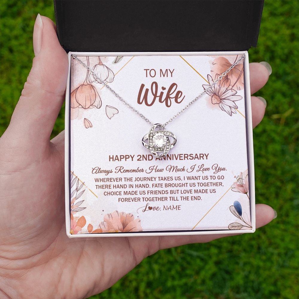 Personalized To My Wife Necklace From Husband 2 Years Anniversary For Her 2nd Anniversary 2 Years Wedding Anniversary For Her Customized Gift Box Message Card