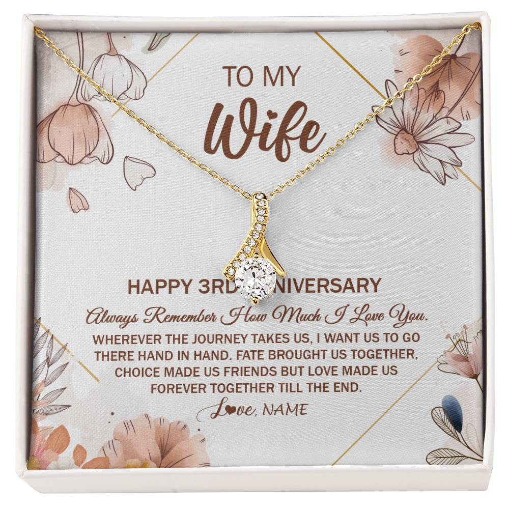 Personalized To My Wife Necklace From Husband 3 Years Anniversary For Her 3rd Anniversary 3 Years Wedding Anniversary For Her Customized Gift Box Message Card