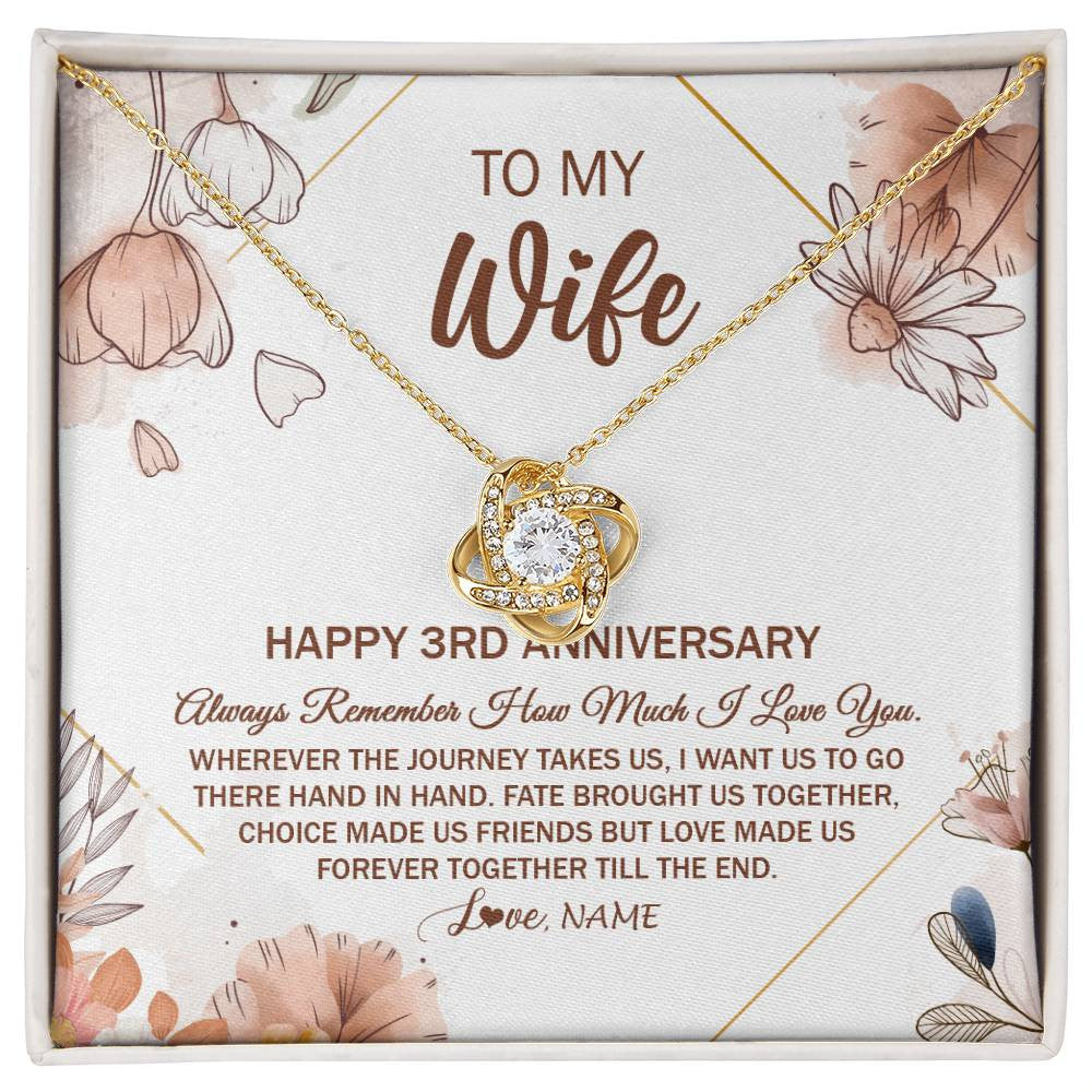 Personalized To My Wife Necklace From Husband 3 Years Anniversary For Her 3rd Anniversary 3 Years Wedding Anniversary For Her Customized Gift Box Message Card