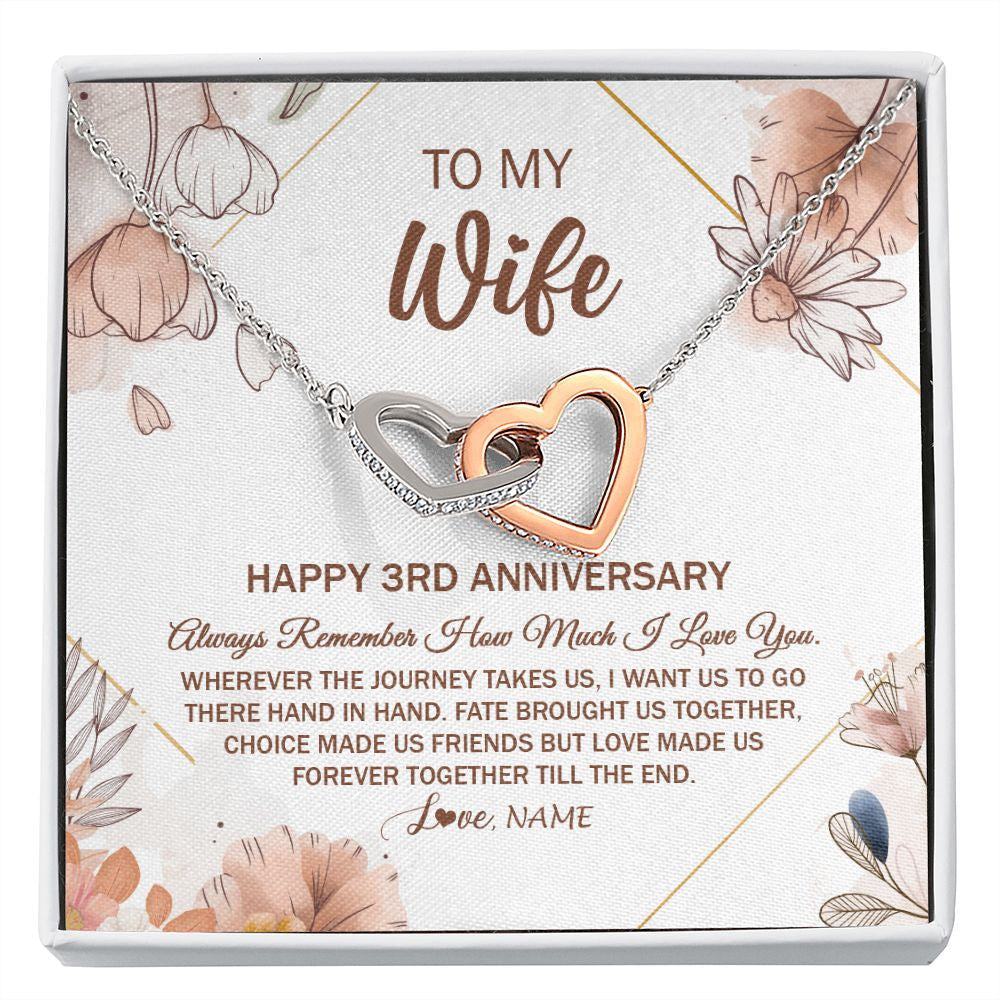 Personalized To My Wife Necklace From Husband 3 Years Anniversary For Her 3rd Anniversary 3 Years Wedding Anniversary For Her Customized Gift Box Message Card