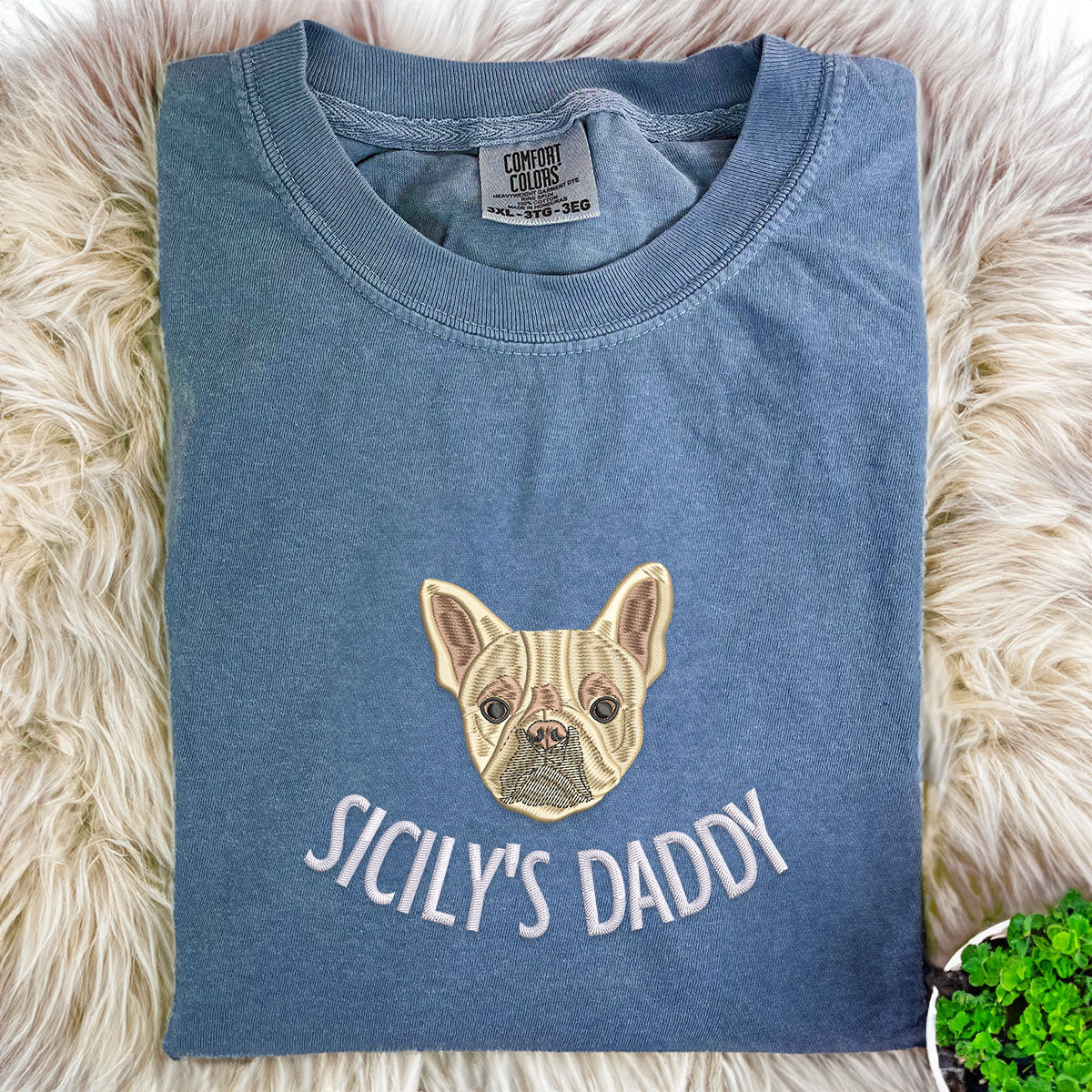 Comfort Color® Custom Embroidered Dog Dad Shirt With Dog Portrait From Photo Shirt