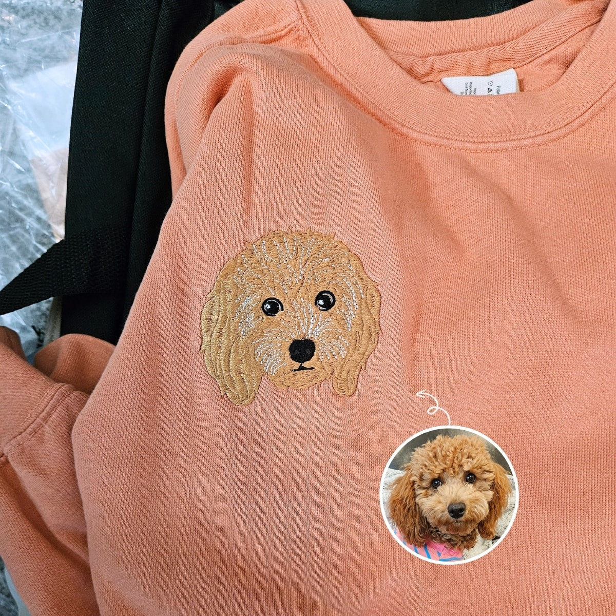 Comfort Color® Custom Embroidered Dog Face Sweatshirt from Your Photo