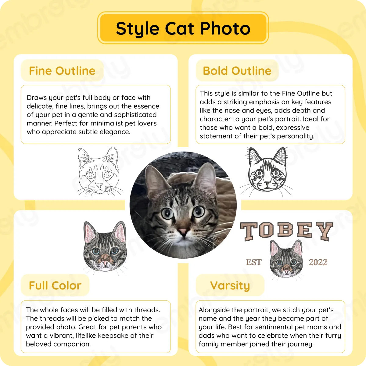 Comfort Color® Custom Embroidered Cat Sweatshirt from Photo