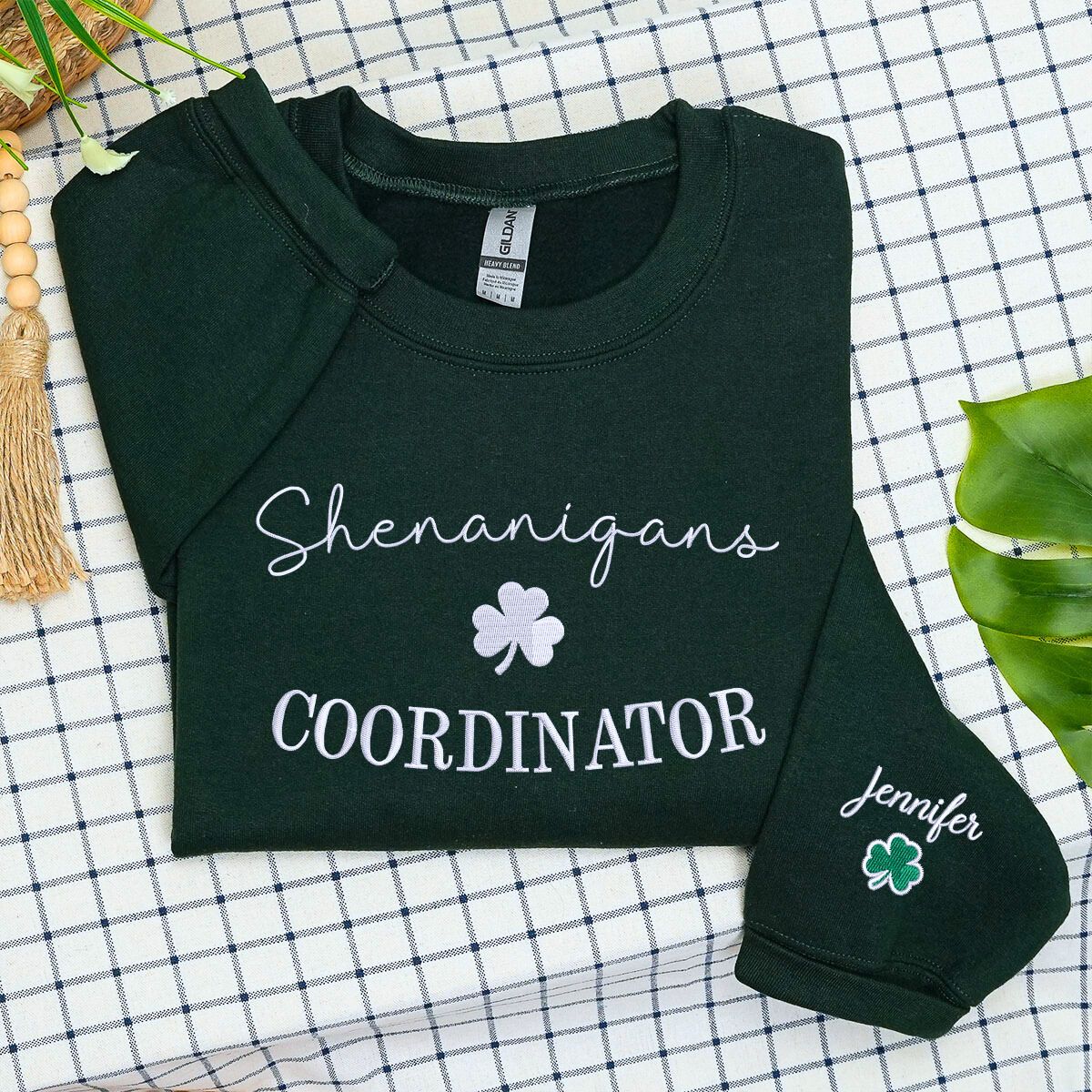 Shenanigans Sweatshirt or Hoodie, Custom Embroidered for St Patrick's Day Gift