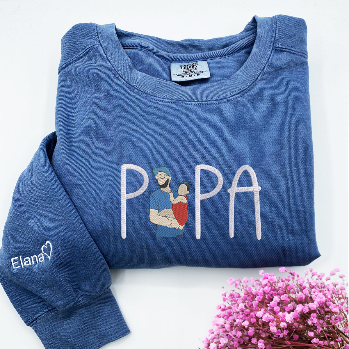 Comfort Color® Custom Embroidered Papi Portrait from Photo Shirt