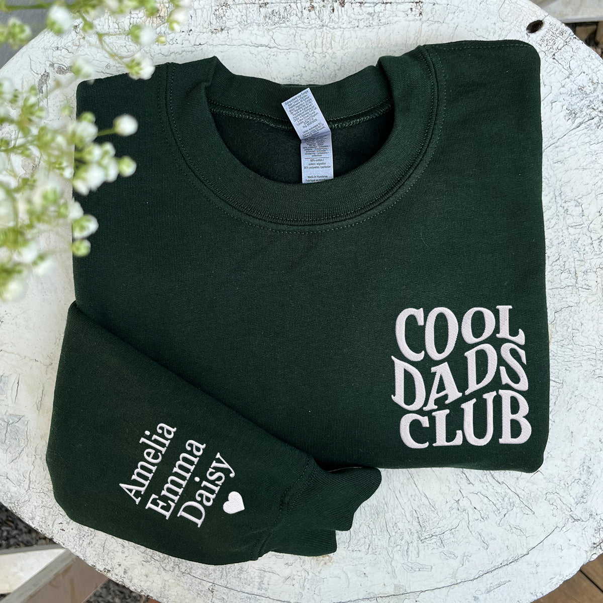 Cool Dads Club Sweatshirt or Hoodie with Embroidred Kids Names or Quote on Sleeve