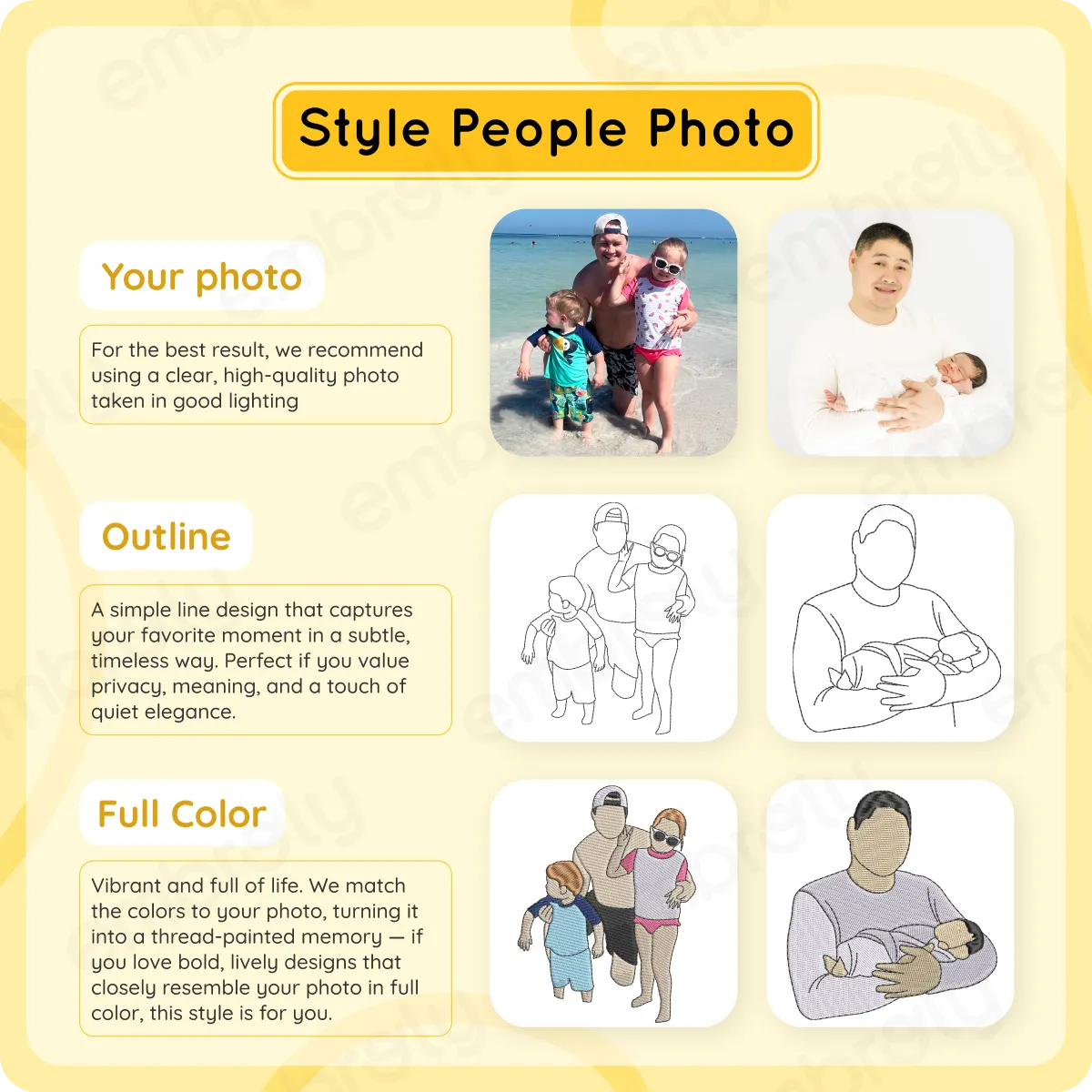 Personalized Photo Unique Gift for Dad Embroidered Crewneck Sweatshirt, Hoodie