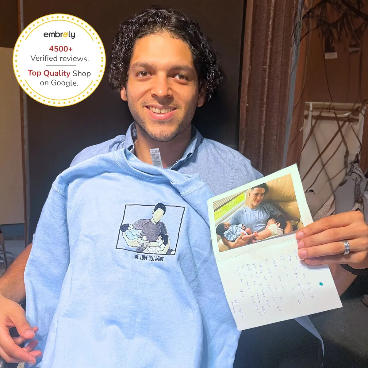 Custom Awesome Like My Daughter Portrait Sweatshirt or Hoodie, Personalized Embroidered Gift from Daughter to Dad