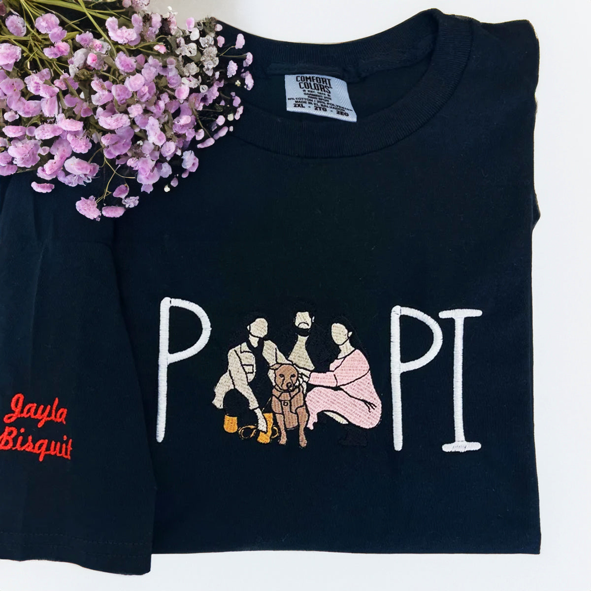 Comfort Color® Custom Embroidered Papi Portrait from Photo Shirt