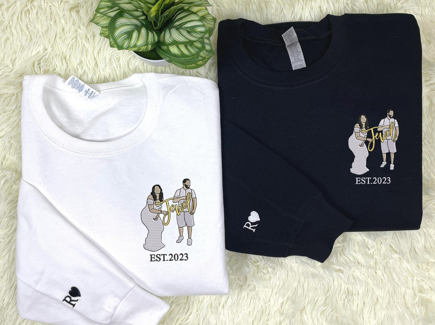 Personalized Wedding Shower Gifts for Groom Sweatshirt with Embroidery Your Photo, Any Text on Sleeve