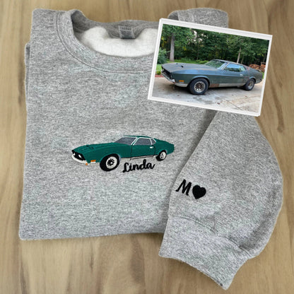 Custom Car from Photo, Embroidered Sweatshirt, Hoodie, Car Guy Gifts