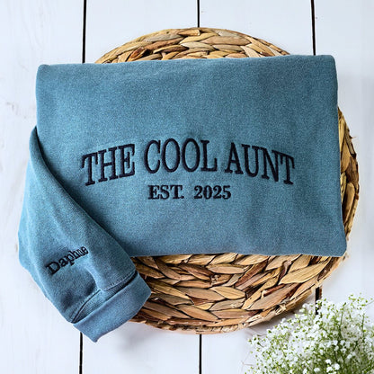 The Cool Aunt Sweatshirt with Custom Est Year, Personalized Gift for Aunt with Embroidered