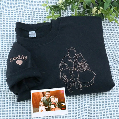 Custom Awesome Like My Daughter Portrait Sweatshirt or Hoodie, Personalized Embroidered Gift from Daughter to Dad