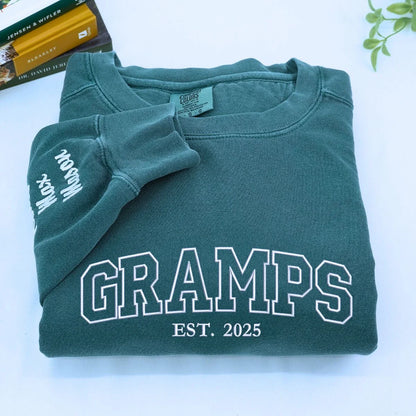 Comfort Colors Pawpaw EST T-Shirt or Sweatshirt, Personalized Embroidered Gift for Grandpa Pawpaw