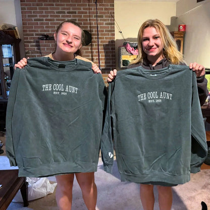 The Cool Aunt Sweatshirt with Custom Est Year, Personalized Gift for Aunt with Embroidered
