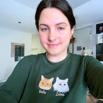 Cat Lover Twin Pack: Embroidered Crewneck Sweatshirt & Hoodie