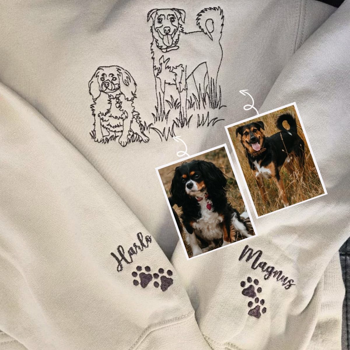 Beagle Sweatshirt or Hoodie, Custom Embroidered Gift from Photo Name
