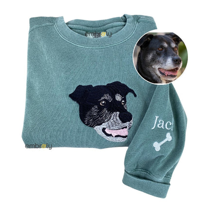 Comfort Color® Personalized Dog Sweatshirts for Humans with Custom Embroidered Dog Face and Dog Name
