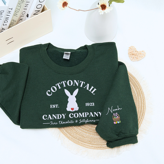 Cottontail Candy Company Sweatshirt or Hoodie, Custom Embroidered Easter Gift