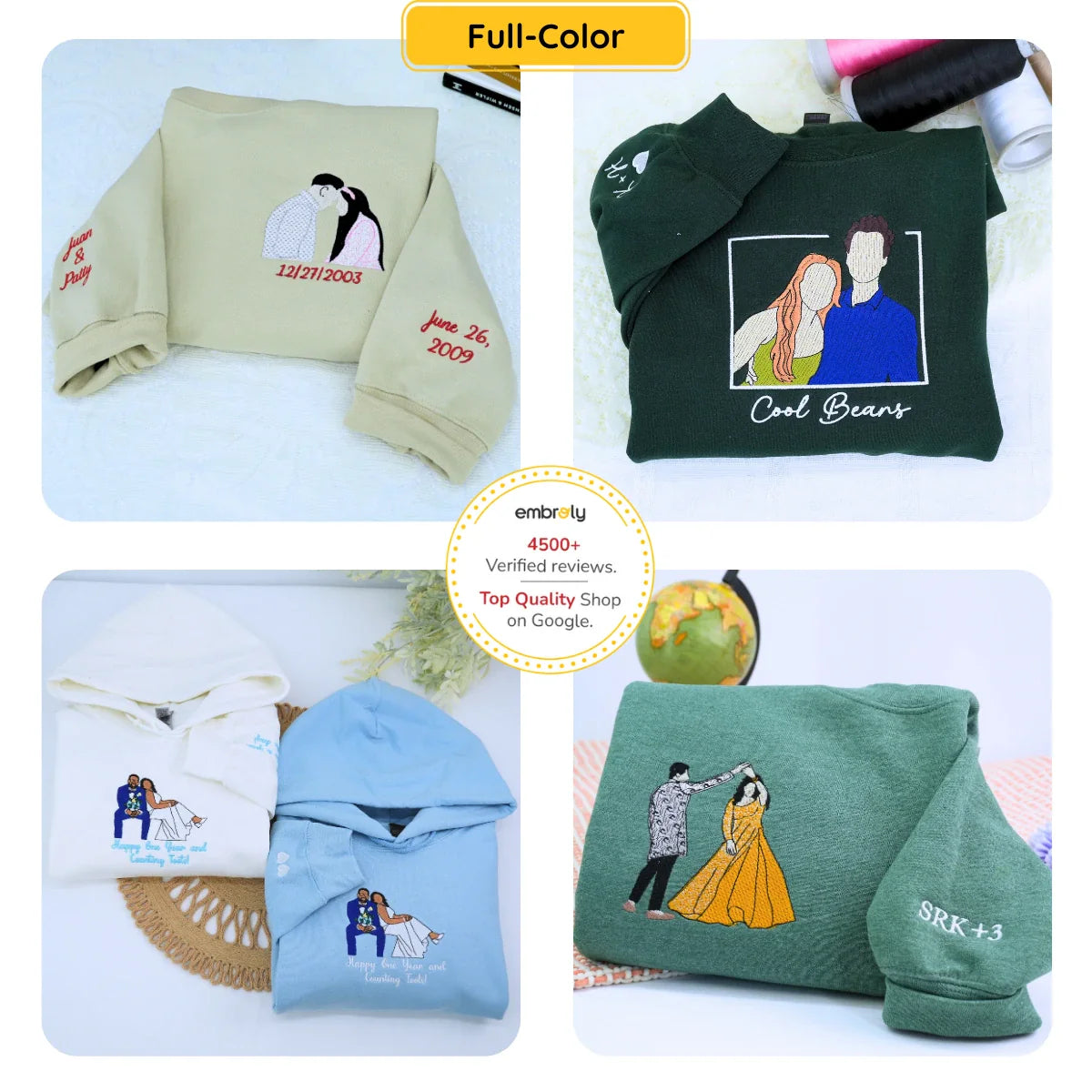 Boyfriend Girlfriend Matching Hoodies or Sweatshirts, Personalized Embroidered Engagement Gifts