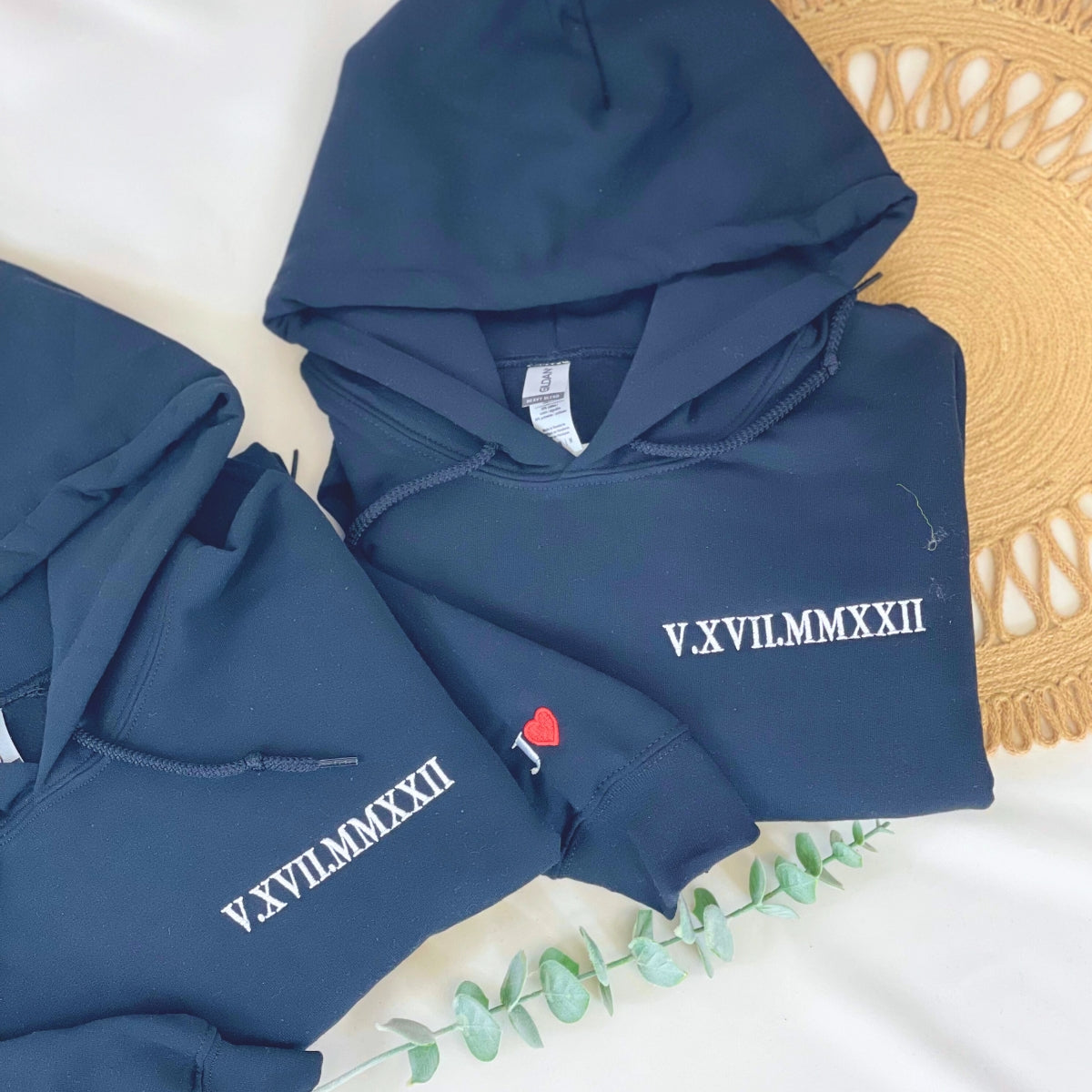 Unique Anniversary Gift for Couple with Embroidered Roman Numerals on Chest Sweatshirt or Hoodie
