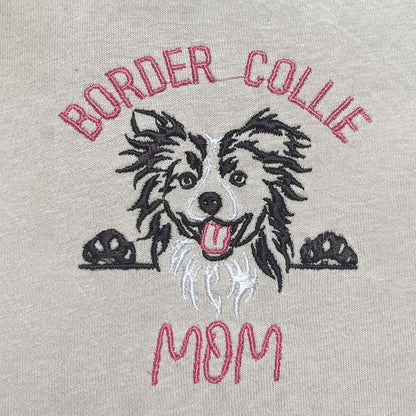 Custom Border Collie Dog Mom Embroidered Collar Shirt, Personalized Shirt with Dog Name, Best Gifts For Boxer Lovers