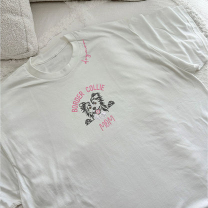 Custom Border Collie Dog Mom Embroidered Collar Shirt, Personalized Shirt with Dog Name, Best Gifts For Boxer Lovers