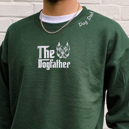 Custom Cane Corso Dog Dad Sweatshirt Embroidered Collar, Personalized The DogFather Sweatshirt Cane Corso, Cane Corso Gifts Dog Lovers