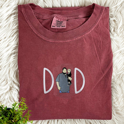 Comfort Color® Custom Embroidered Papi Portrait from Photo Shirt