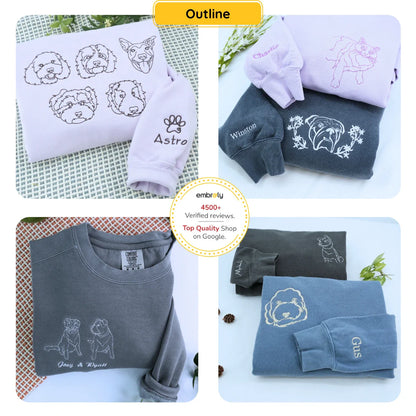 Comfort Color® Custom Embroidered Dog Face Sweatshirt from Your Photo