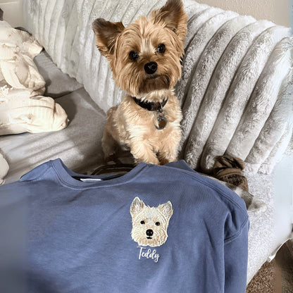 Comfort Color® Custom Embroidered Dog Dad Shirt With Dog Portrait From Photo Shirt