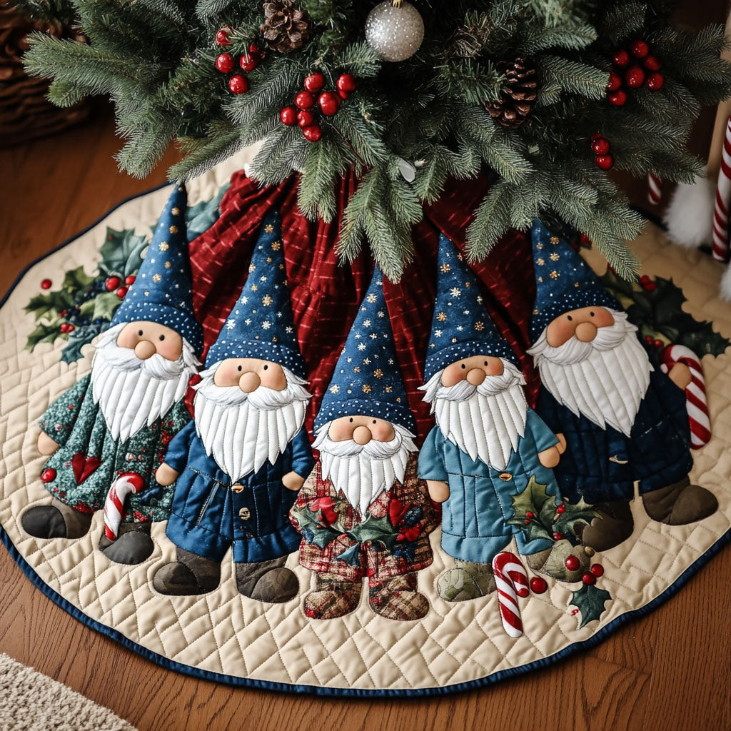 Gnome Cozy Christmas Quilted Christmas Tree Skirt NCU0PT1841