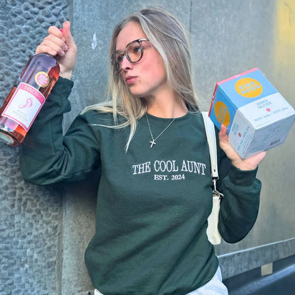 The Cool Aunt Sweatshirt with Custom Est Year, Personalized Gift for Aunt with Embroidered