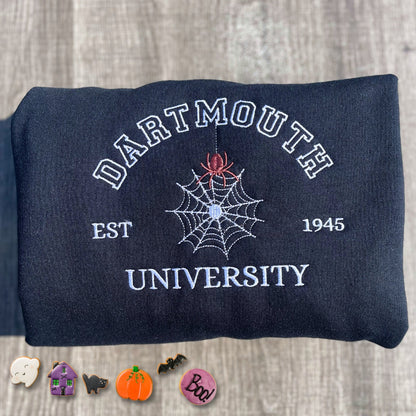 Comfort Color® Custom Embroidered University Spiderweb Halloween T-Shirt or Sweatshirt