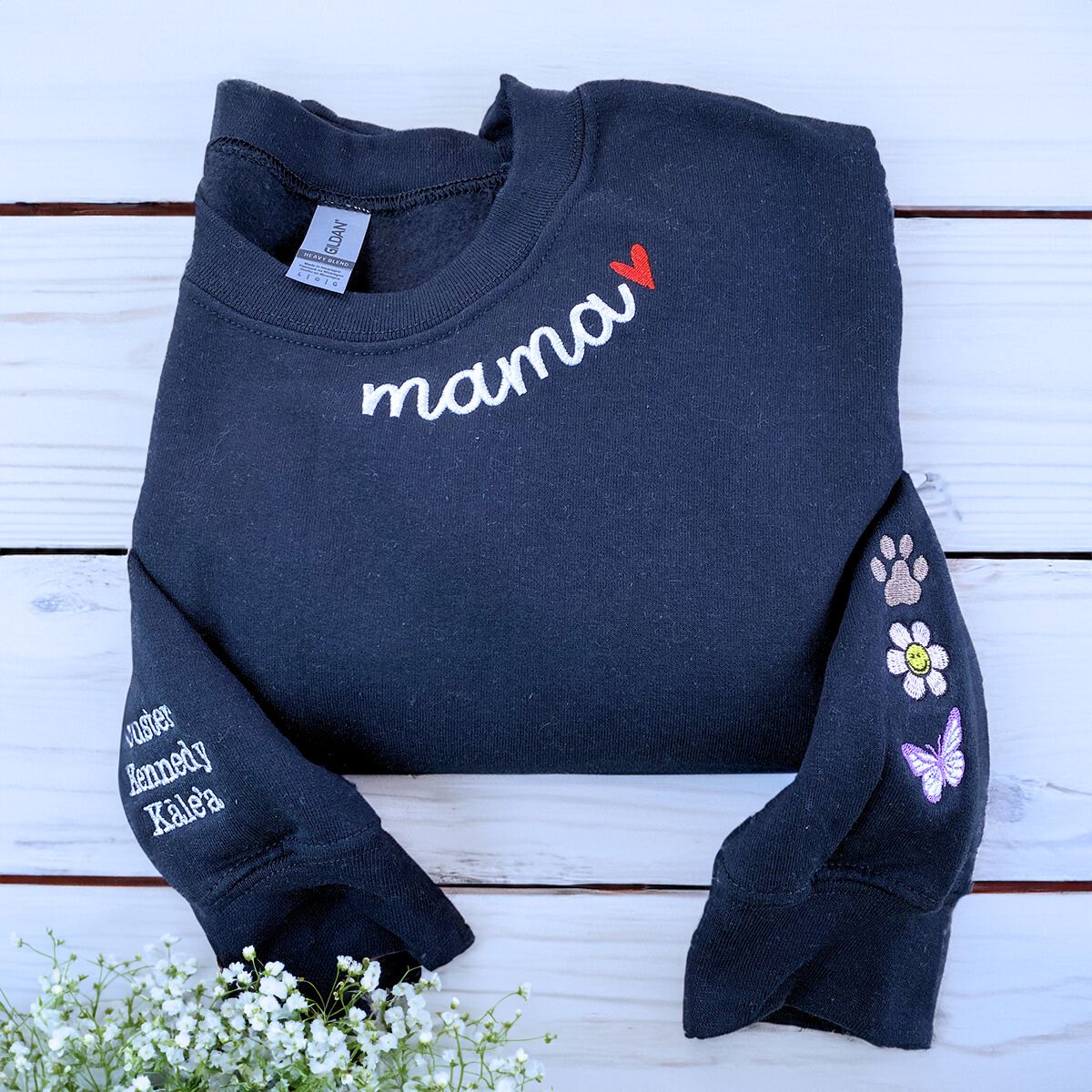 Aunt Sweatshirt or Hoodie with Niece or Nephew Names on Sleeve, Custom Embroidered Gift for Aunt