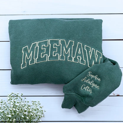 Comfort Color® Embroidered Grandma Est Sweatshirt with Names on Sleeve