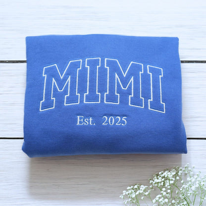 Comfort Color® Embroidered Grandma Est Sweatshirt with Names on Sleeve