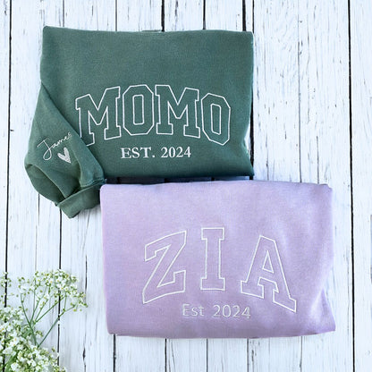 Comfort Color® Embroidered Grammy Shirt or Sweatshirt with Grandkids Names, Gift for Mother's Day